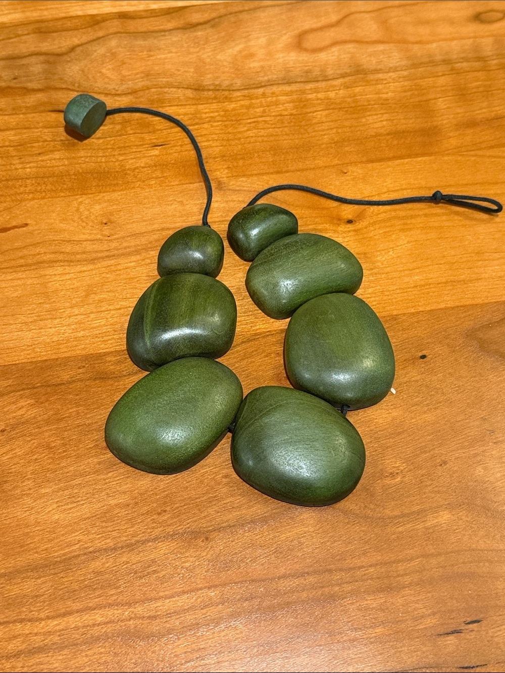Olive Green Wood Bead Necklace - Women’s Fashion Jewelry